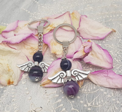 Schlüsselanhänger Engel (Purple Achat)