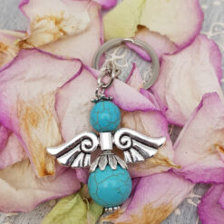 Alternative view of Schlüsselanhänger Engel (Türkis)