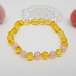 Armband (Mami) "Bernstein und Rosenquarz"