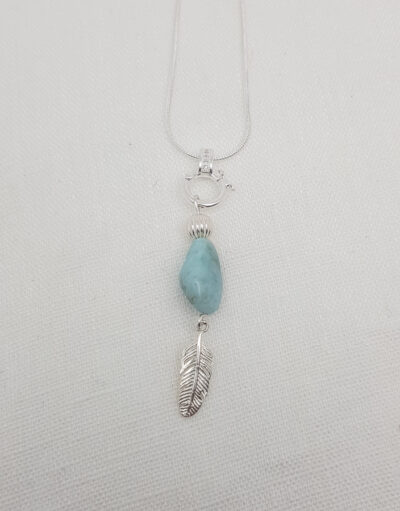 Larimar Halskette "Feder"