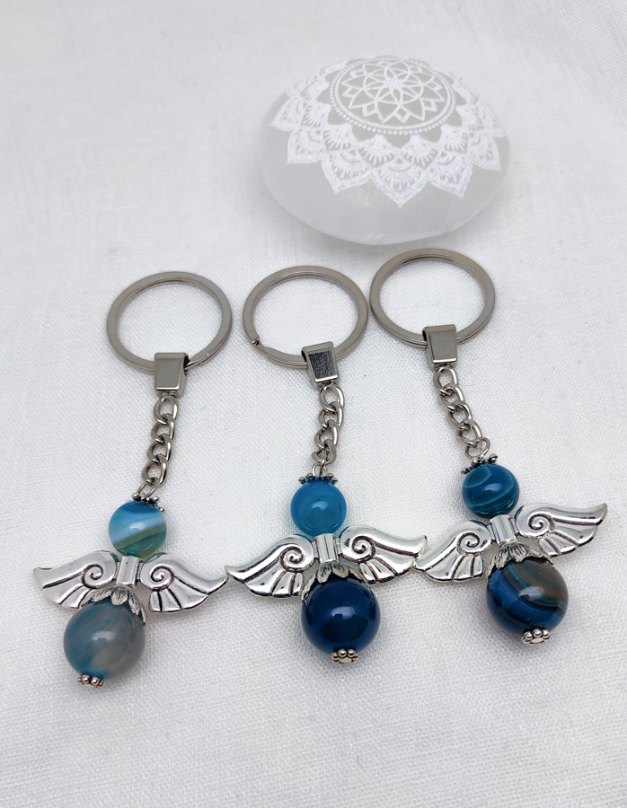 Schlüsselanhänger Engel (blauer Achat)