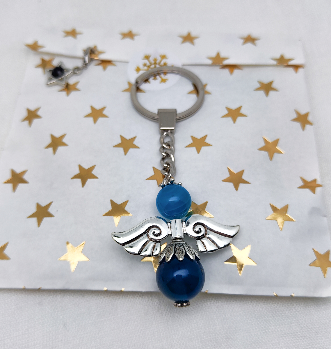 Schlüsselanhänger Engel (blauer Achat) – Bild 4
