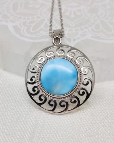 Halskette "Spirale des Seins" (Larimar)