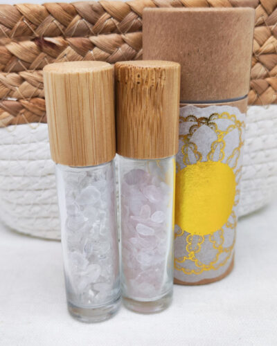 Roll-On Glasflasche mit Edelsteinen (10 ml)