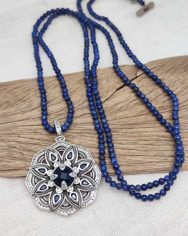 Steinkette "Blaue Lotusblüte" (Lapis Lazuli) – Bild 3