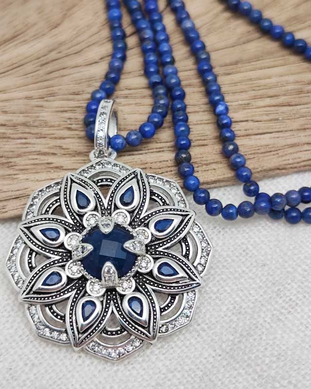 Steinkette "Blaue Lotusblüte" (Lapis Lazuli)
