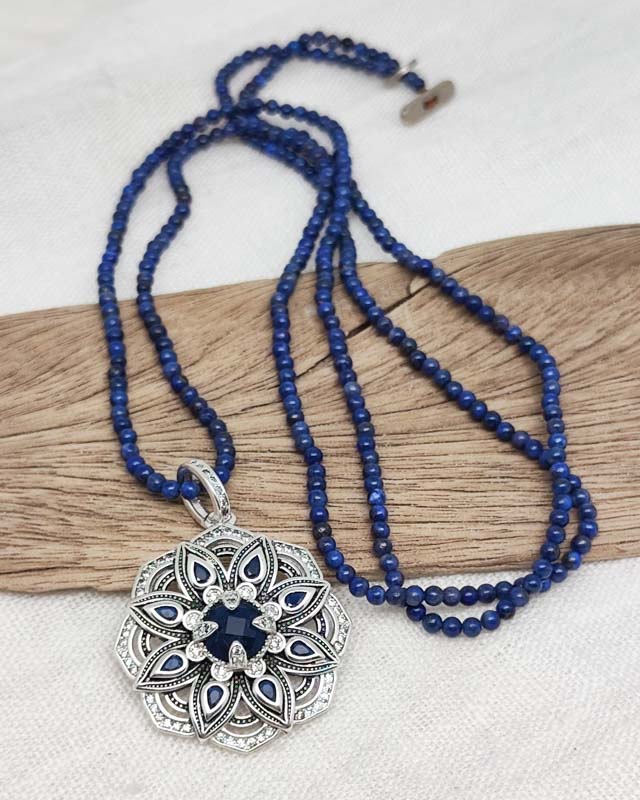 Steinkette "Blaue Lotusblüte" (Lapislazuli) – Bild 5